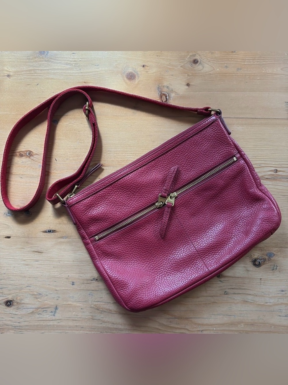 Fossil Elise Crossbody Bag Purse Red EUC